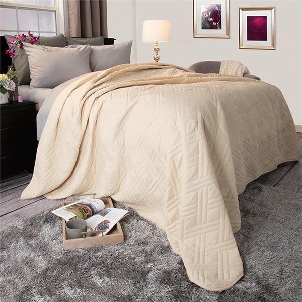 Lavish Home Lavish Home 66-40-FQ-I 86 x 86 in. Solid Color Bed Quilt; Ivory - Full & Queen Size 66-40-FQ-I